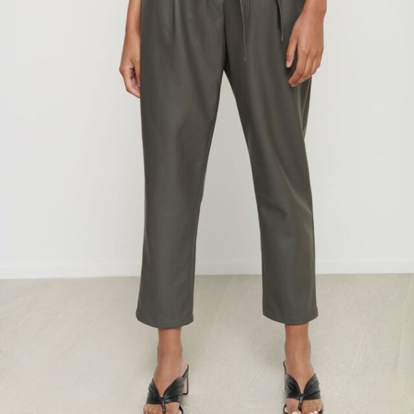 Dynamite Belted Faux Leather Pants in Dark Shadow - Picture 3 of 3